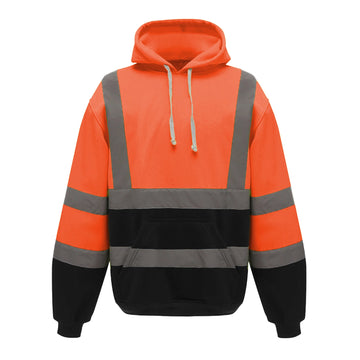 Men's Long Sleeve Horizontal and Vertical Stripes Casual High Visibility Reflective Hoodie Sweatshirts