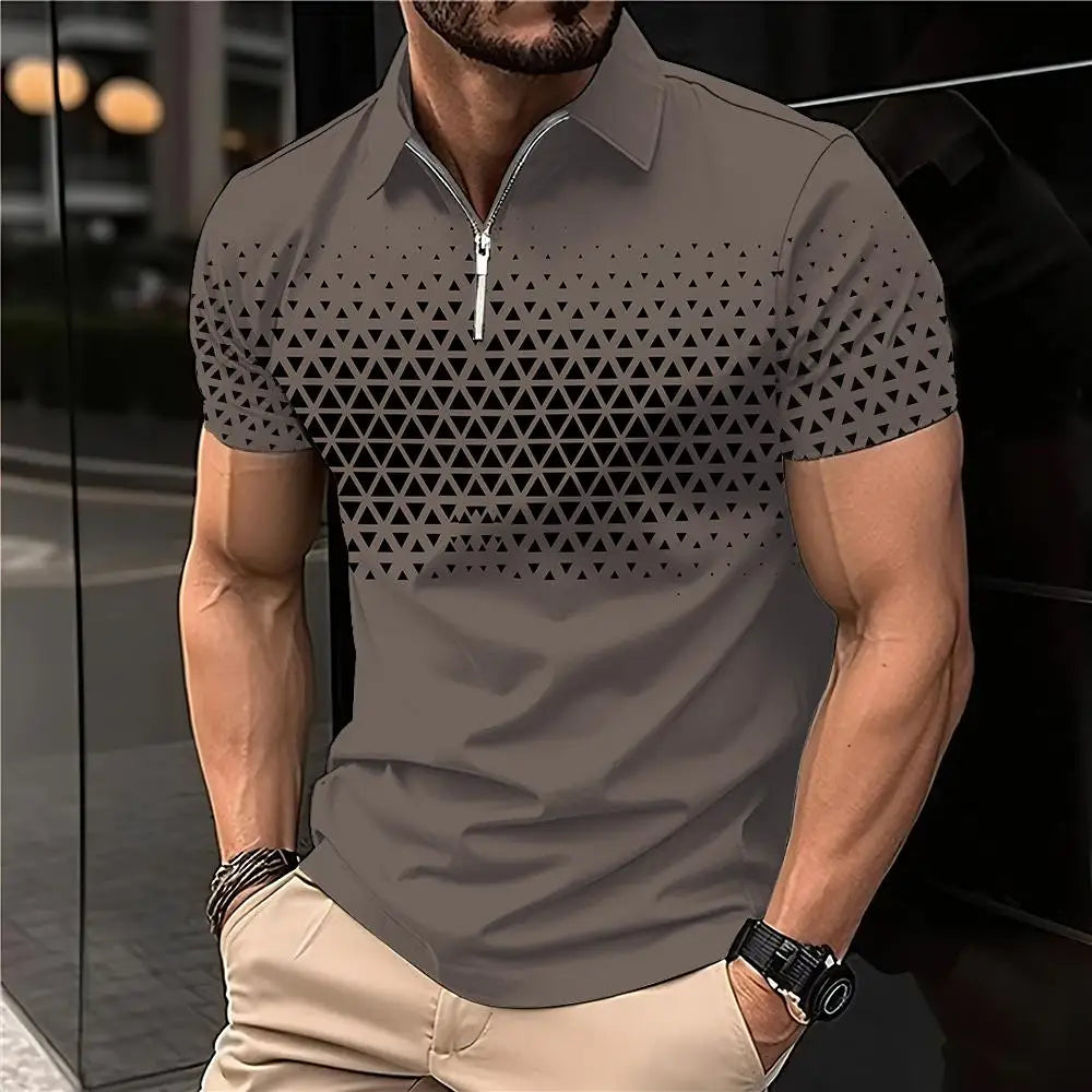 Men’s 2024 Summer Short Sleeve Polo Shirt – 3D Printed Stylish Casual Tee for Everyday Wear