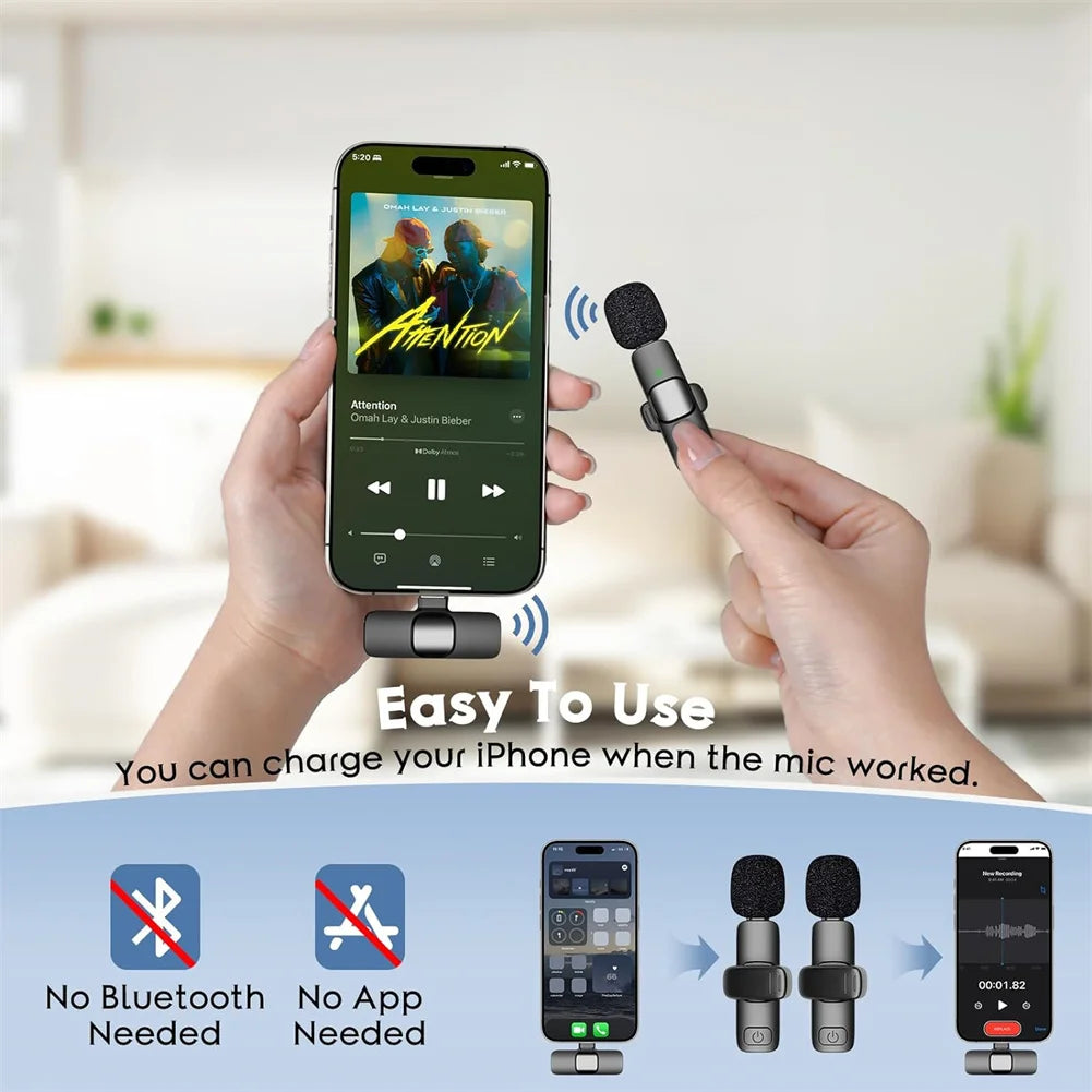 Type C Wireless Lavalier Microphone – Perfect for Live Streaming, Interviews, and Video Recording