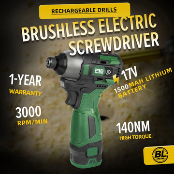 140NM Brushless Electric Impact Screwdriver 17V Cordless Drill Screw 1500mAh Battery Rechargeable Hexagon Power Tools by PROSTORMER