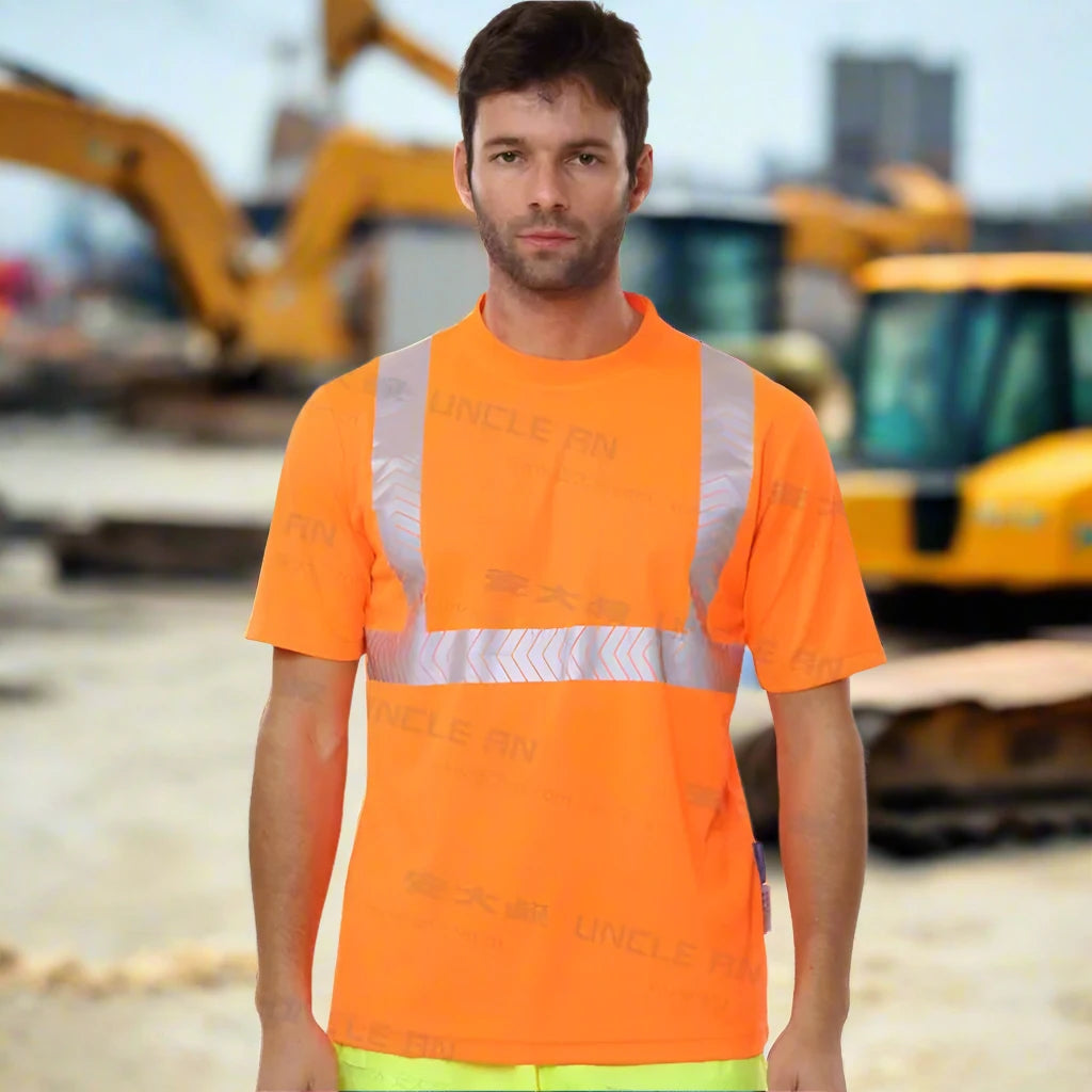 High Visibility Safety T-Shirt with Reflective Strips – ANSI Compliant Workwear