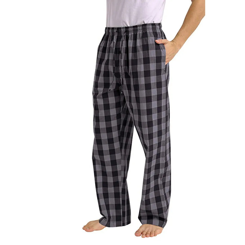 Fashion Men's Casual Plaid Loose Sport Plaid Pajama Pants Trousers Pantalon Homme Korean Popular