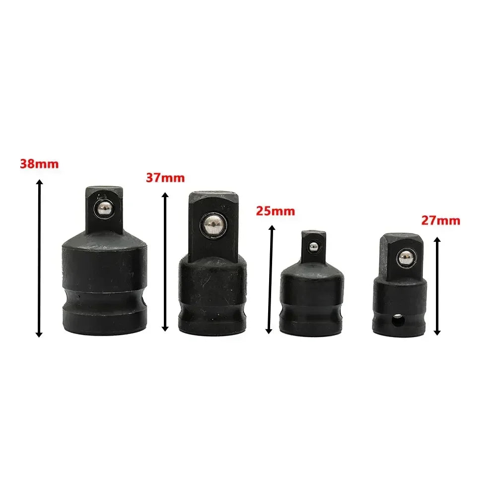 4pcs Steel Socket Adapter Set - 1/4", 3/8", 1/2" Drive Universal Conversion Reducer for Pneumatic and Manual Tools