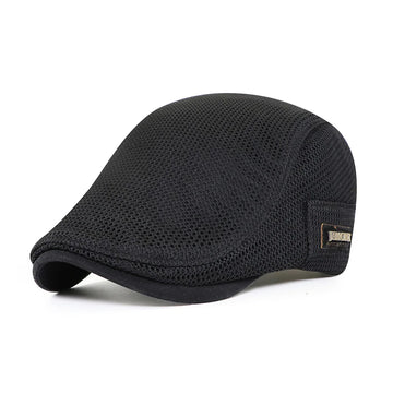 Summer Berets for Men Breathable Mesh Visor Cap Women Flat Duckbill Hat Net Solid Herringbone Newsboy Hat Sunscreen Driver Cap