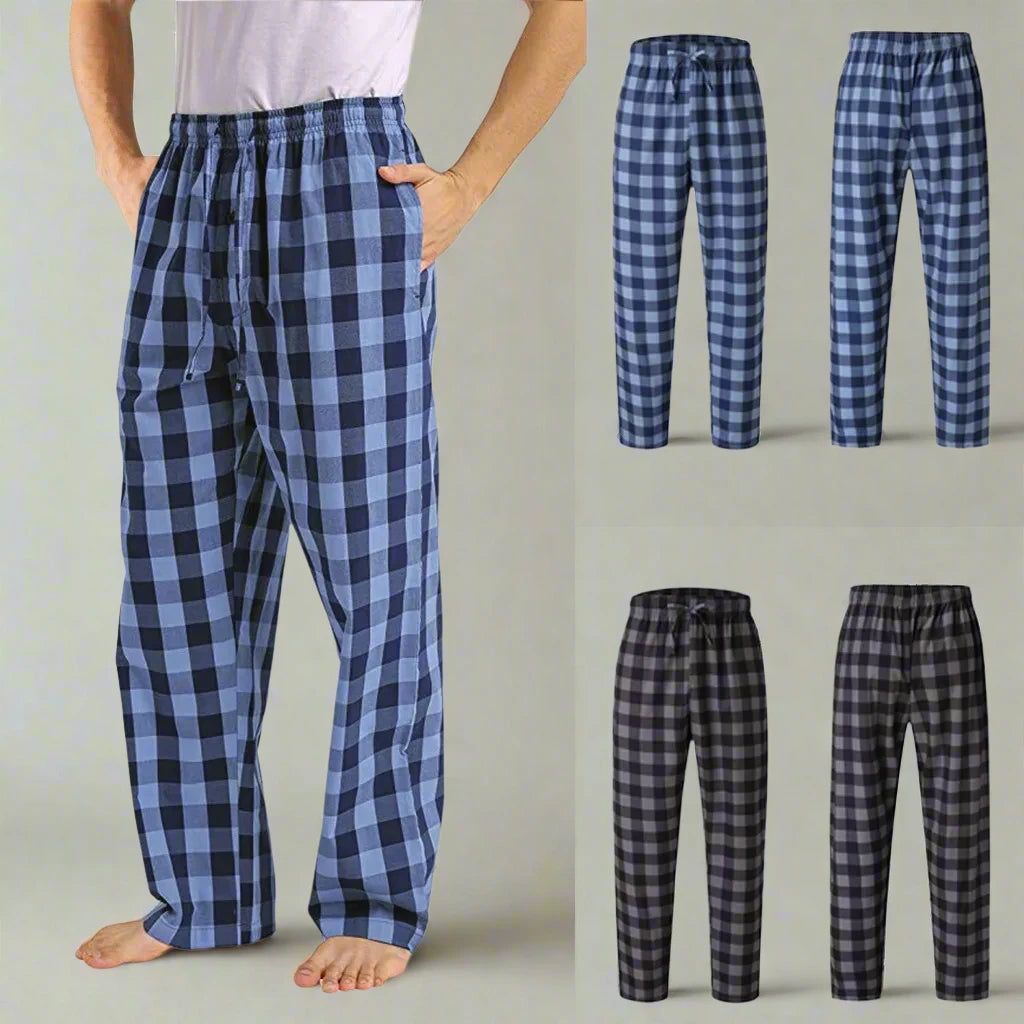 Fashion Men's Casual Plaid Loose Sport Plaid Pajama Pants Trousers Pantalon Homme Korean Popular