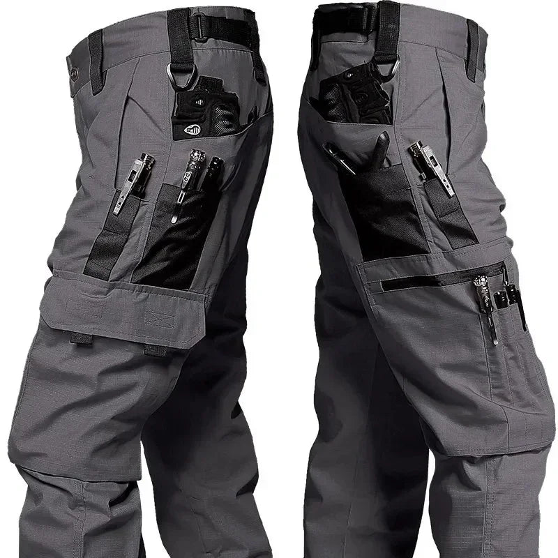 Black Camo Cargo Pants Outdoor Multi-pocket Ripstop Waterproof Trousers Male Autumn Wear-resistant Training Fishing Work Pant