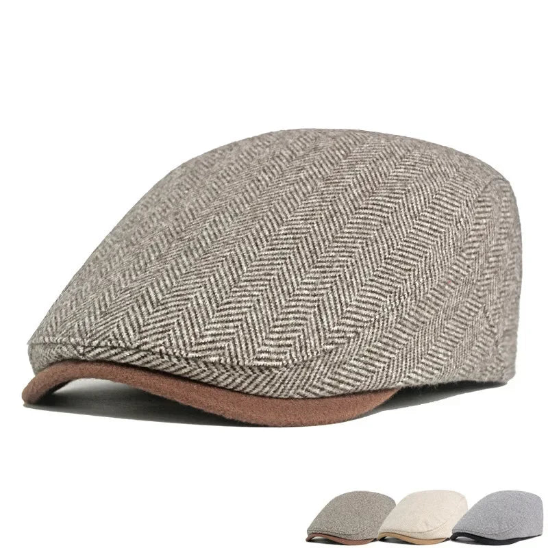 Autumn and Winter Polyester Solid Warm Newsboy Caps Flat Peaked Cap Men and Women Painter Beret Hats