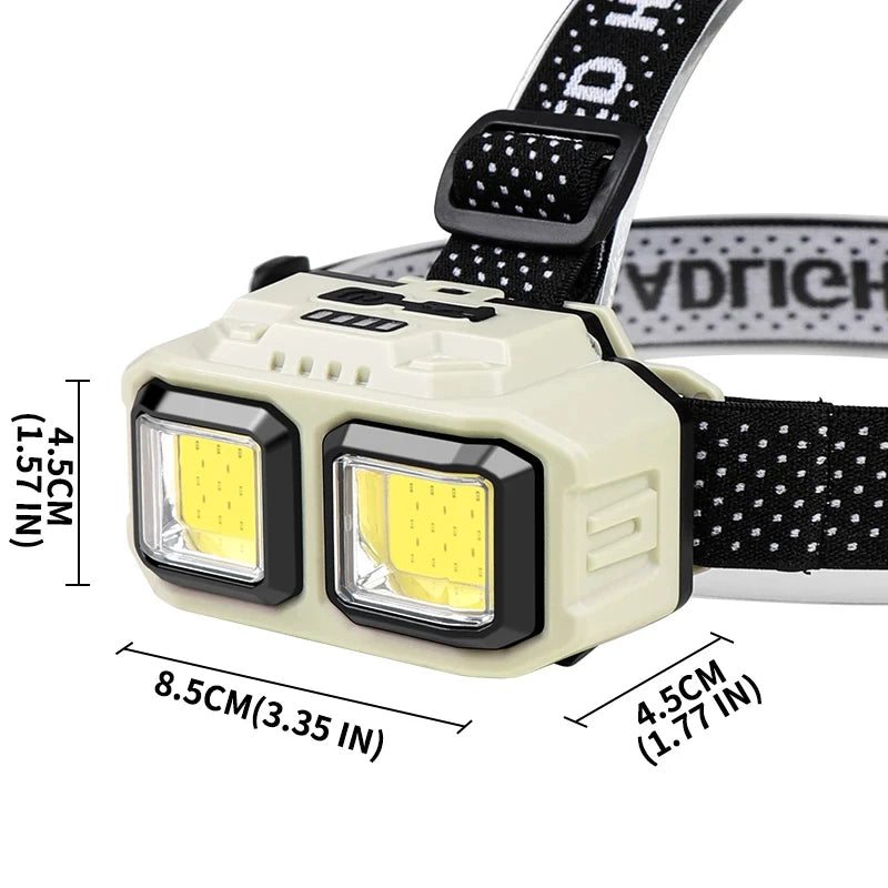 Rechargeable COB Headlamp Torch – Waterproof LED Flashlight for Camping, Fishing, and Mining