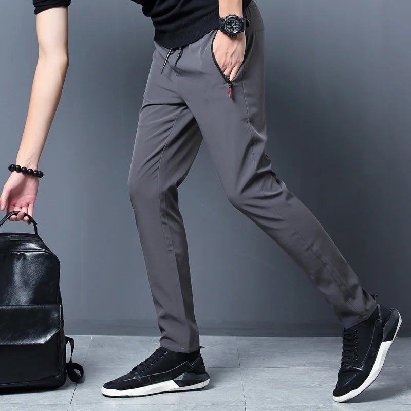 Men's Casual Pants Stretch Slim Fit Elastic Waist Jogger Korean Classic Trousers Plus Size 4XL 5XL