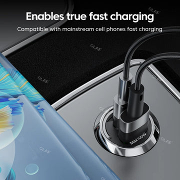 100W USB Car Charger Mini Fast Charging Dual Ports Phone Charger Type C QC3.0 PD Car Chargers for IPhone Xiaomi Huawei