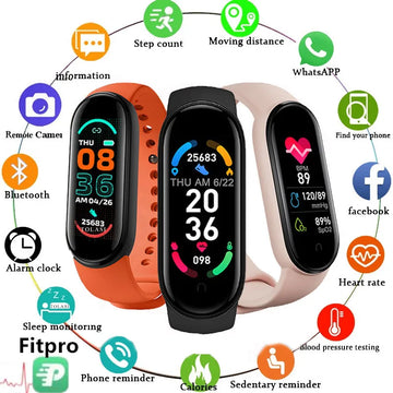 M6 Smart Watch - Fitness Tracker with Heart Rate Monitor, Sleep Tracker, Waterproof Design, and Customizable Wallpapers