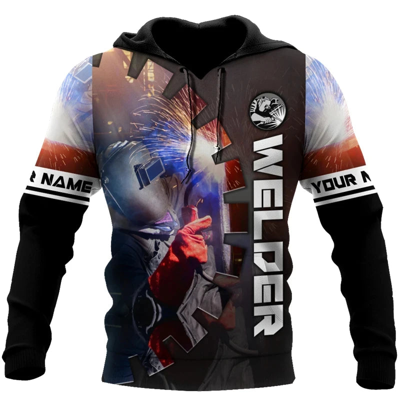 Welder Graphic Hoodies For Men Fashion Personalised Uniform Welder Pullovers Casual Hooded Sweatshirts Oversized Men Clothing