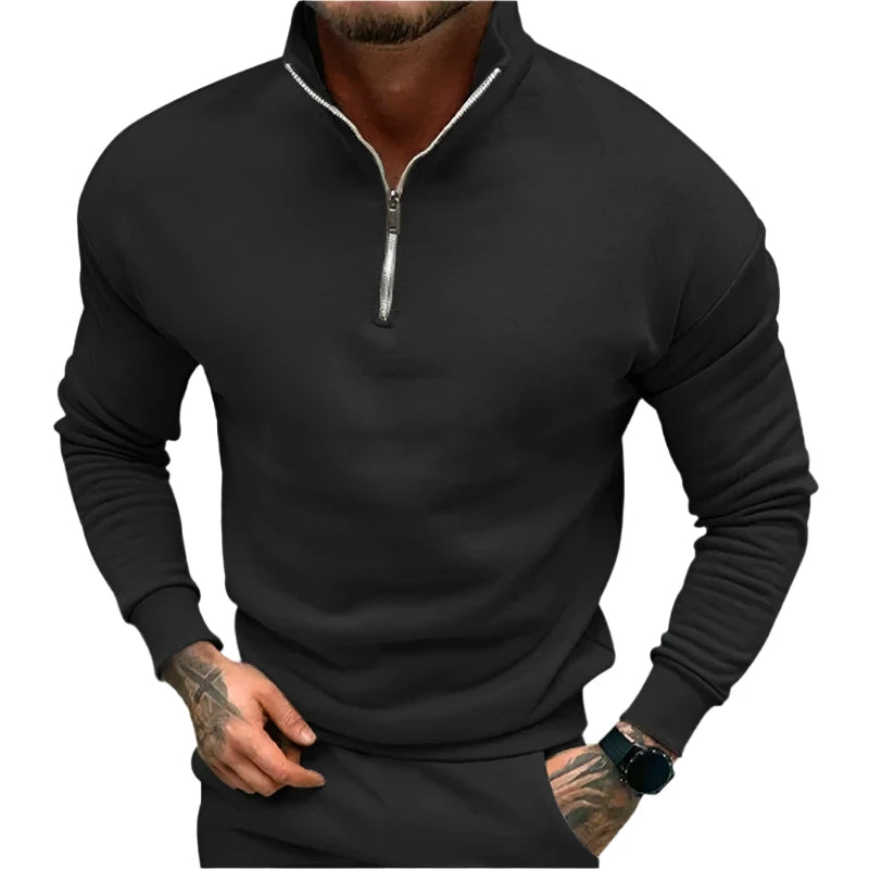 Half-Zip Fleece Turtleneck Pullover for Men – Warm, Stylish, and Comfortable Casual Sweater