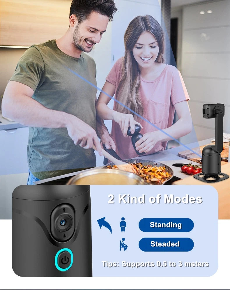 360° AI Smart iPhone Holder – Gimbal Stabilizer for Vlogging, Video Calls, & Cooking Tutorials