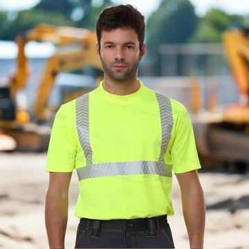 High Visibility Safety T-Shirt with Reflective Strips – ANSI Compliant Workwear