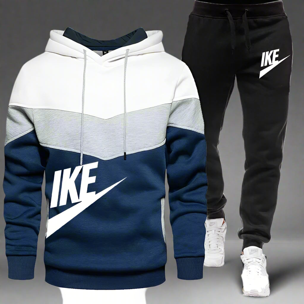 Men's Sportswear Tracksuit Set - Zipper Hoodie and Pants Casual Activewear for Autumn and Winter