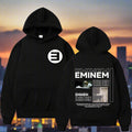 Black Eminem hoodie with LP-inspired print on the back and minimalist logo on the front