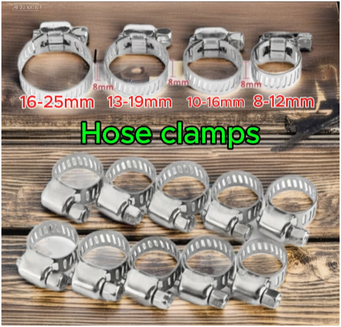 10pcs Adjustable Stainless Steel Screw Band Hose Clamps Car Fuel Hose Clamps Pipe Clamp Worm Gear Clip Hose Clamp Plier Tools