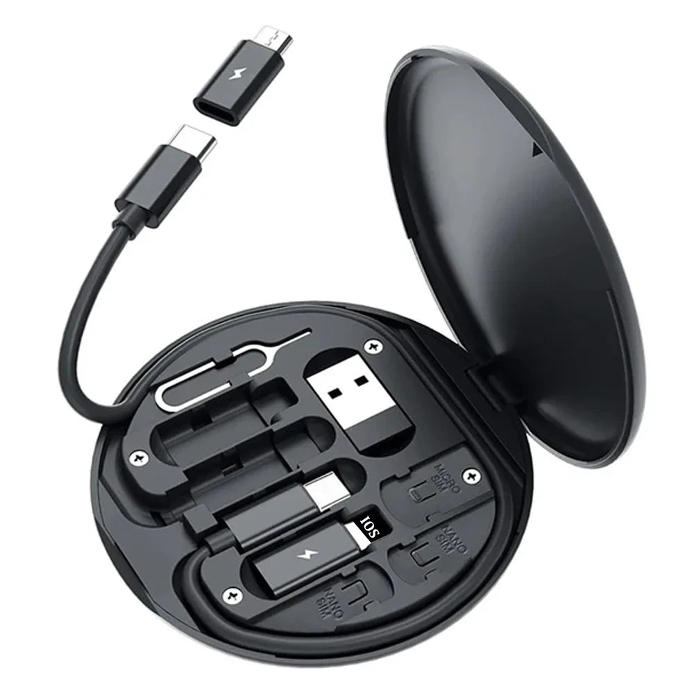 Multi-angle view of USB-C hub with all ends visible