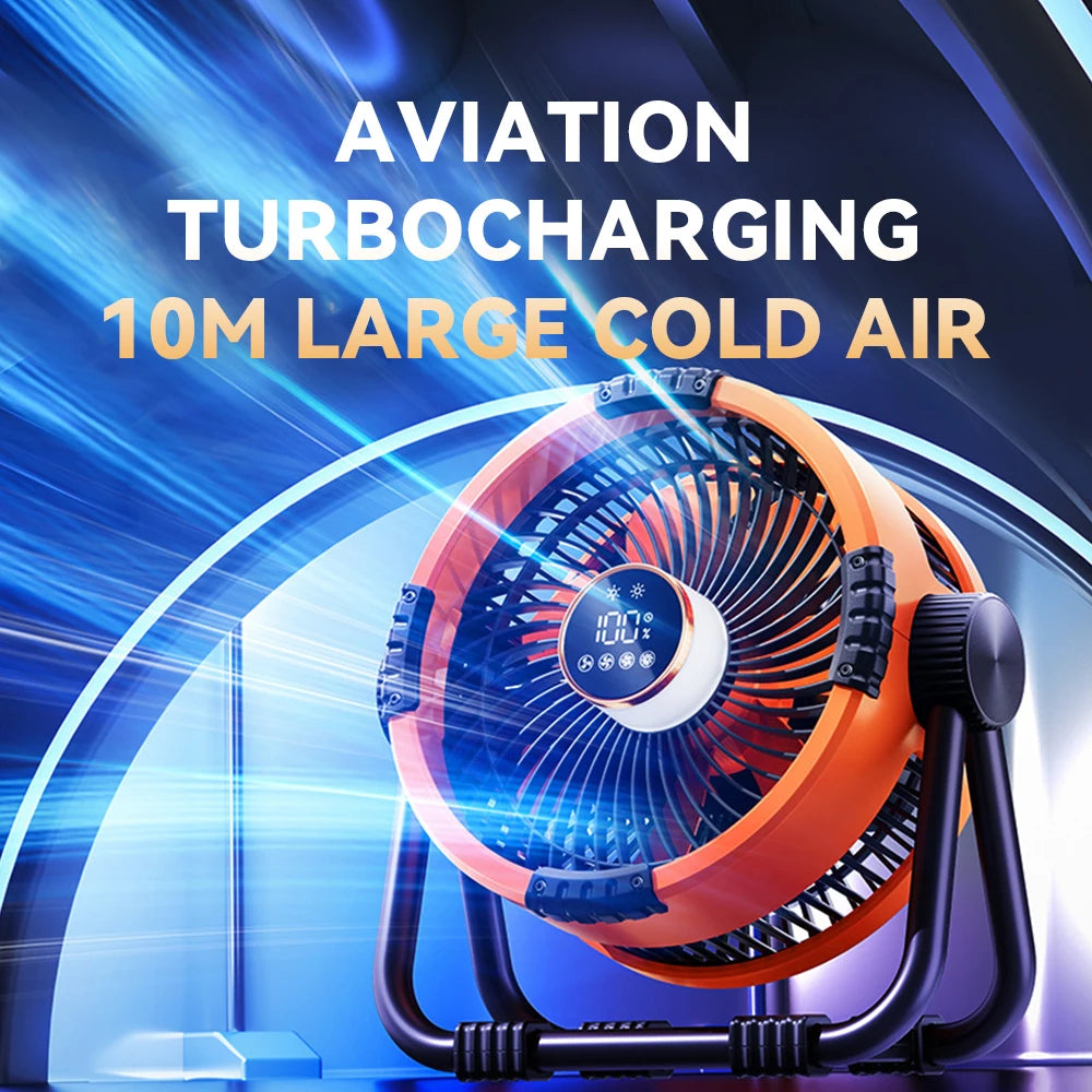Main image of 20000mAh rechargeable camping fan with LED light and remote control