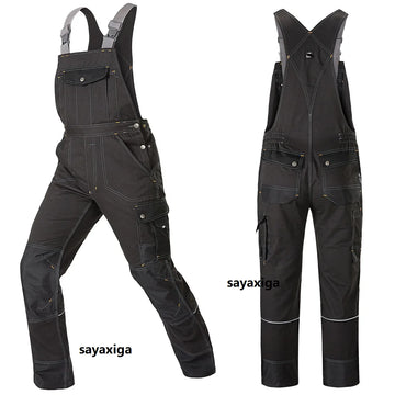 Welding Suit Working Bib Overalls Protective Work Dungarees Men Workwear Tooling Uniform Mechanic Multi Pocket Cargo Pants S 5Xl product image showing features or usage