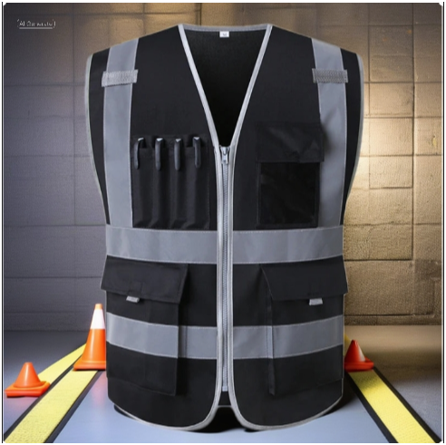 Multi-Pocket Reflective Safety Vest for Work and Outdoor Use