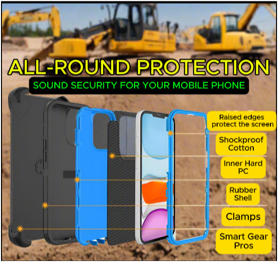 Heavy-Duty Defender Case for iPhone 16, 15, 14, 13, 12 Pro Max - Shockproof Hybrid Cover