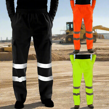 Mens Work Uniform Bottoms Safety Sweat Pants Striped Reflective Pants Loose Mens Jogging Trousers Joggers Patchwork Workwear