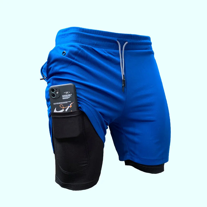 Men's 2-in-1 Quick-Dry Running Shorts with Compression Liner and Zipper Pocket