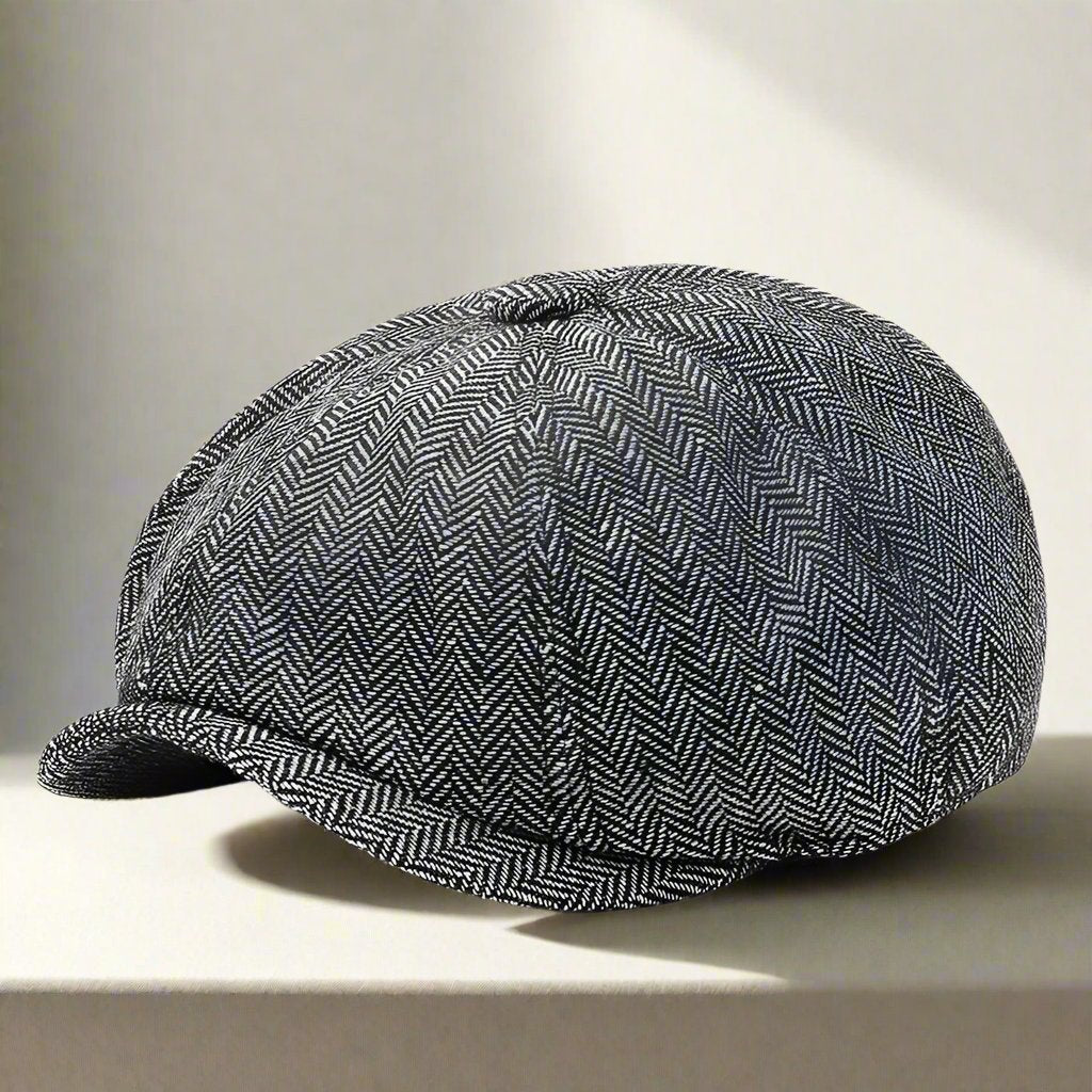 Classic Herringbone Newsboy Cap – Timeless Style for the Modern Man