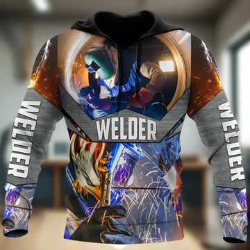 Welder Graphic Hoodies for Men - Personalized Uniform Pullover Sweatshirts with Bold Graphics