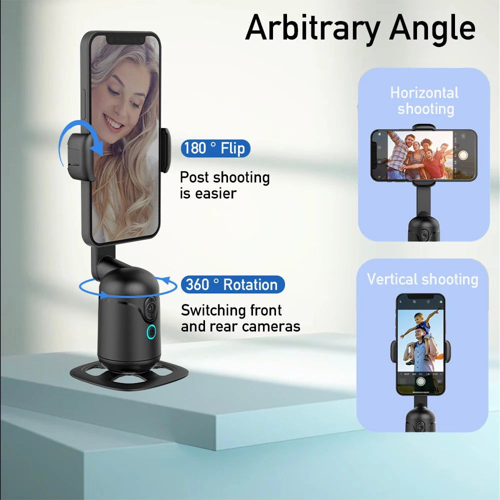 360° AI Smart iPhone Holder – Gimbal Stabilizer for Vlogging, Video Calls, & Cooking Tutorials