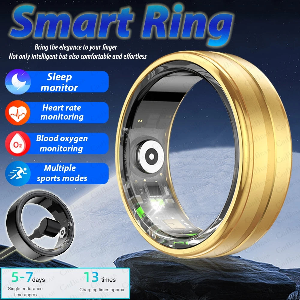 Smart Ring Fitness Tracker - Heart Rate, Sleep & Activity Monitor, Waterproof, iOS & Android Compatible