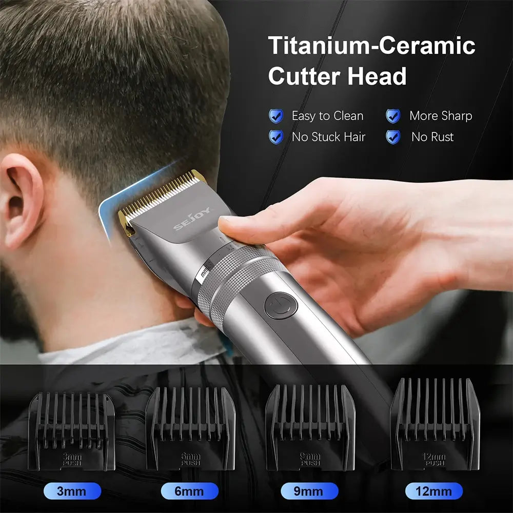 4 images of different men using the electric hair trimmer cordless clippers on their faces and armpit.