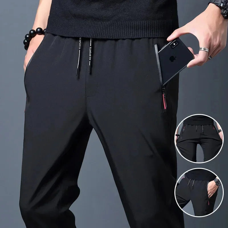 Men's Casual Pants Stretch Slim Fit Elastic Waist Jogger Korean Classic Trousers Plus Size 4XL 5XL