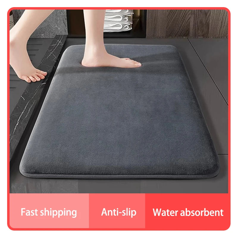 Super absorbent bath mat with anti-slip bottom